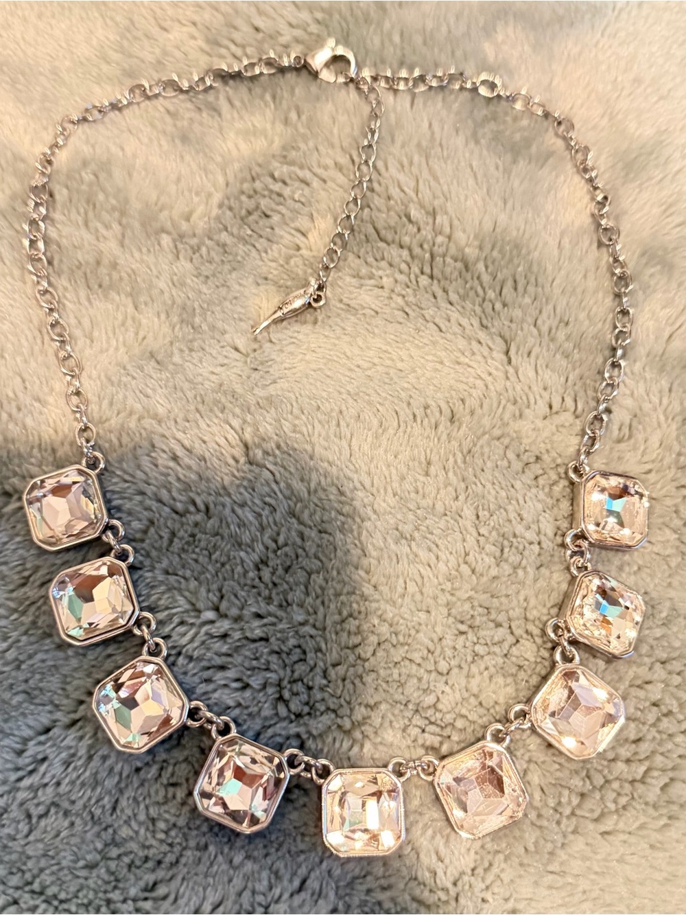 Chloe + Isabel Retro Glam Square Cut Crystal Statement Necklace Silver Tone